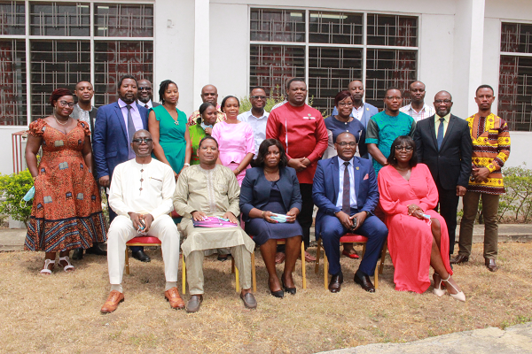 Dr Abdourahamane Diallo, (seated 2nd left), Country Director of UNESCO, Dr Wilhemina Quaye (seated 3rd left), Director of CSIR-STEPRI, and others in the workshop   
